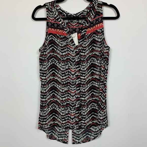 NWT Sanctuary Printed Split Neck Tank Top - Picture 3 of 4